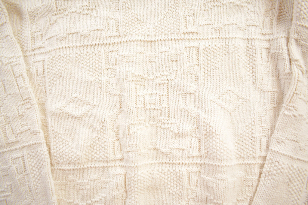 Vintage 1980s American Crew White Cable Knit Crewneck Sweater