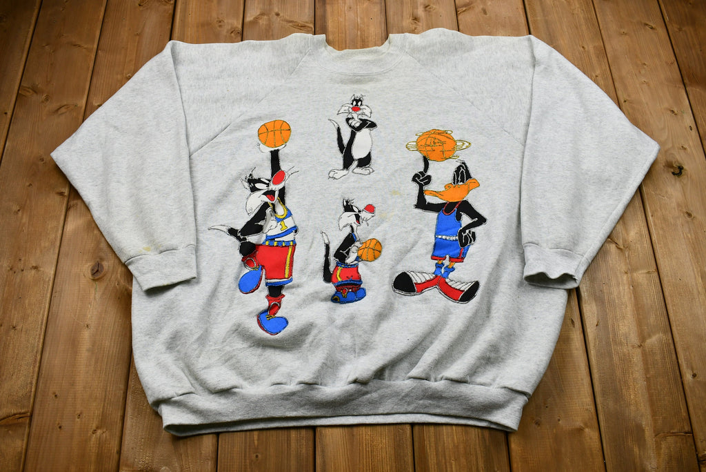 Vintage 1990s Glittery Looney Tunes Basketball Crewneck Sweatshirt