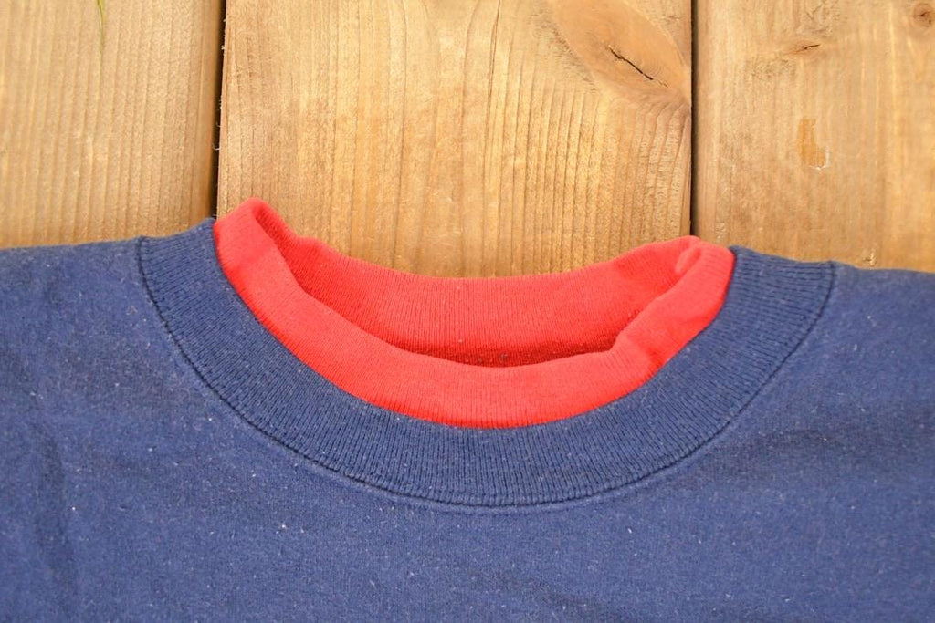 Vintage 1990s Winnie The Pooh Embroidered Double Collar Disney Crew Neck Sweater Men's L