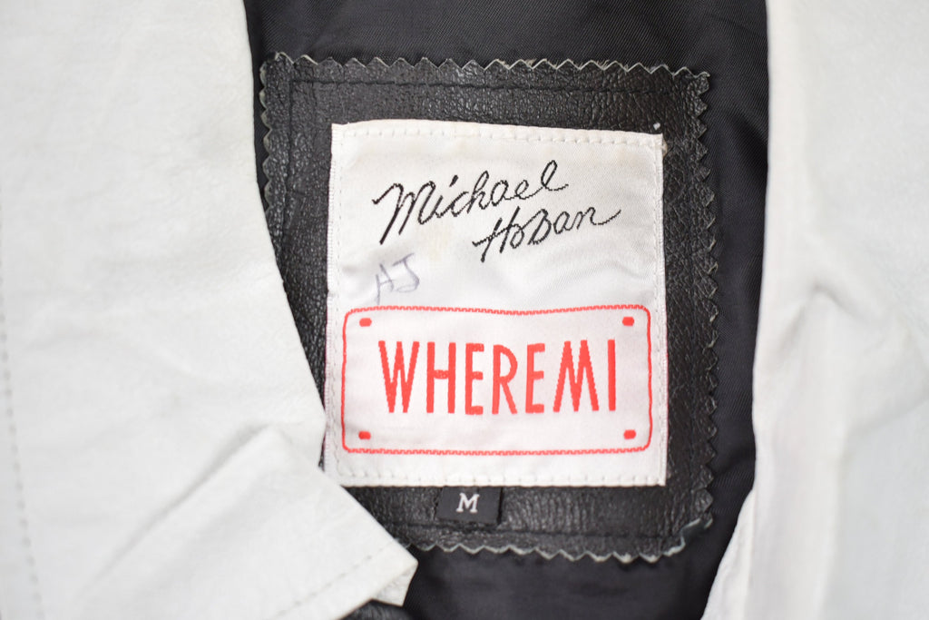 Vintage 1990s Michael Hoban Wheremi American Flag USA Leather Varsity Jacket / Fall Outerwear Leather Coat / Streetwear Fashion