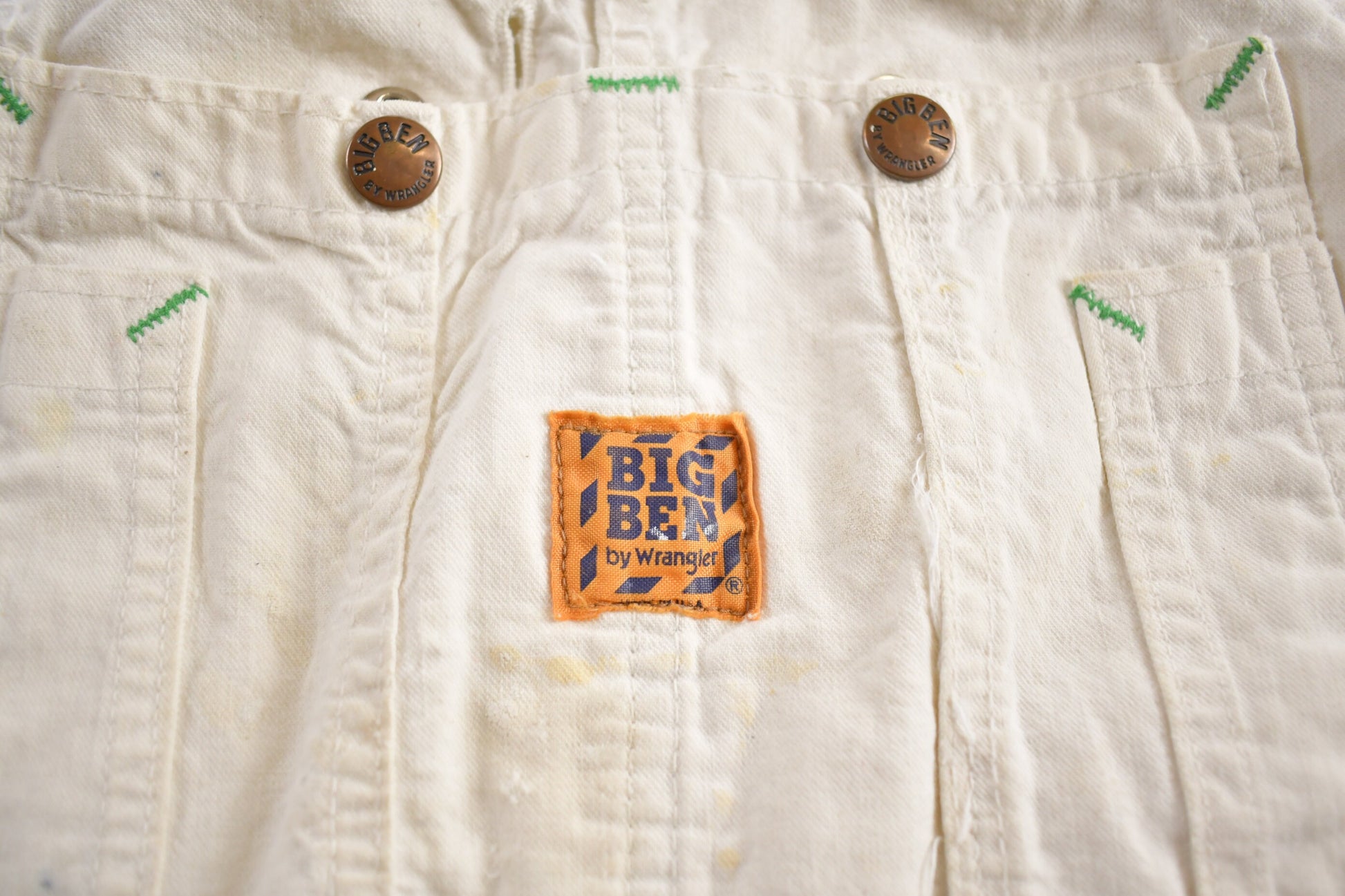 Vintage 1980s Big Ben White Denim Overalls Size 40x30