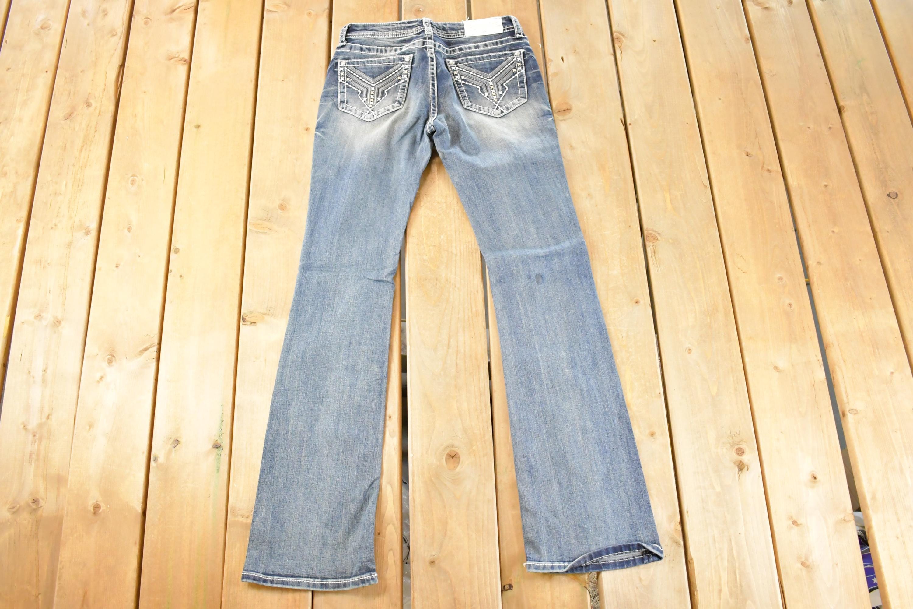 Vintage Deadstock Y2K Grace In LA Bedazzled Bootcut Low Rise Jeans Women's Size 26 x 31