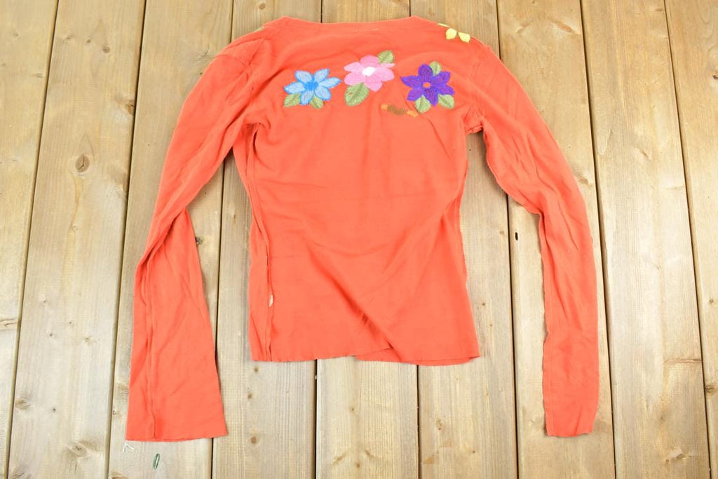 Women Vintage Vigoss Y2K Embroidered Flower T-Shirt
