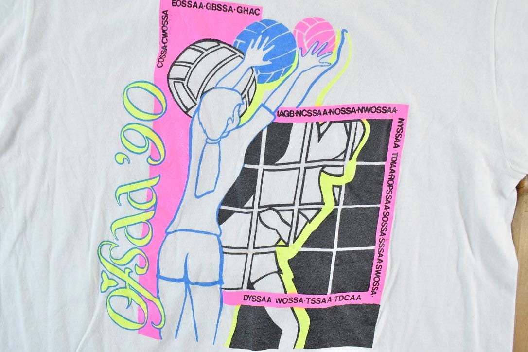Vintage 1990 Ofsaa Volleyball Mississauga Single Stitch T-Shirt