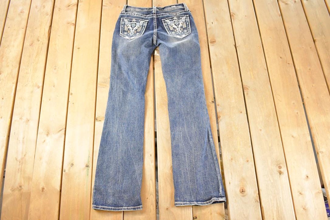 Vintage Deadstock Y2K Grace In LA Bedazzled Bootcut Low Rise Skinny Jeans Women's Size 27 x 32