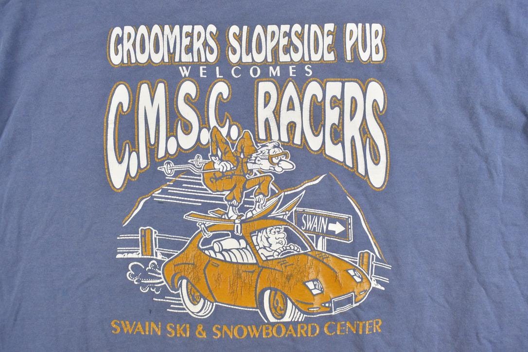 Vintage 1990s Groomers Slopeside Pub Souvenir T-Shirt