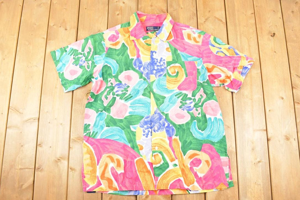 Vintage 1990s Polo By Ralph Lauren Abstract Hawaiian Button Up Shirt Men's L