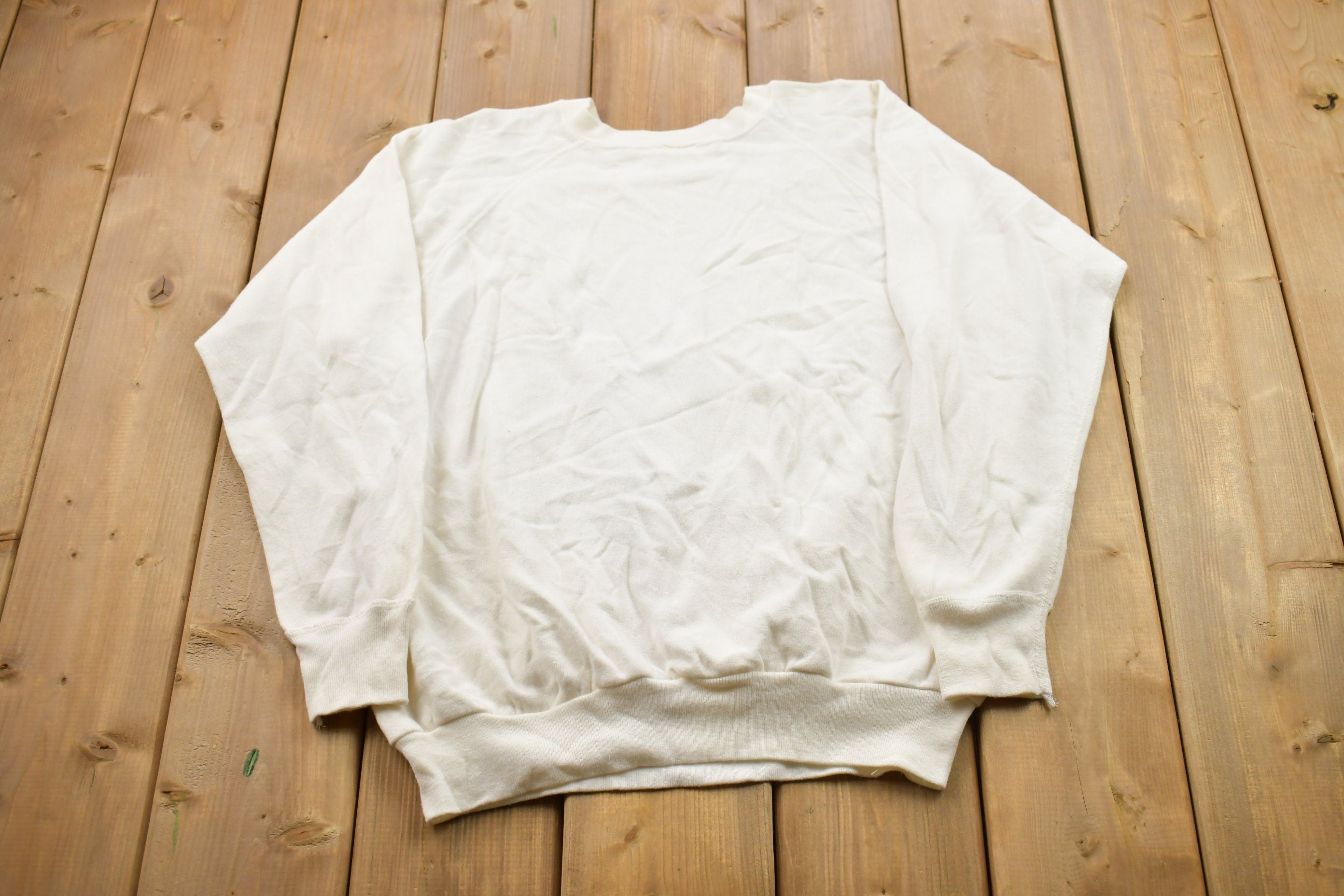 Vintage 1990s Blank White Crewneck Sweatshirt