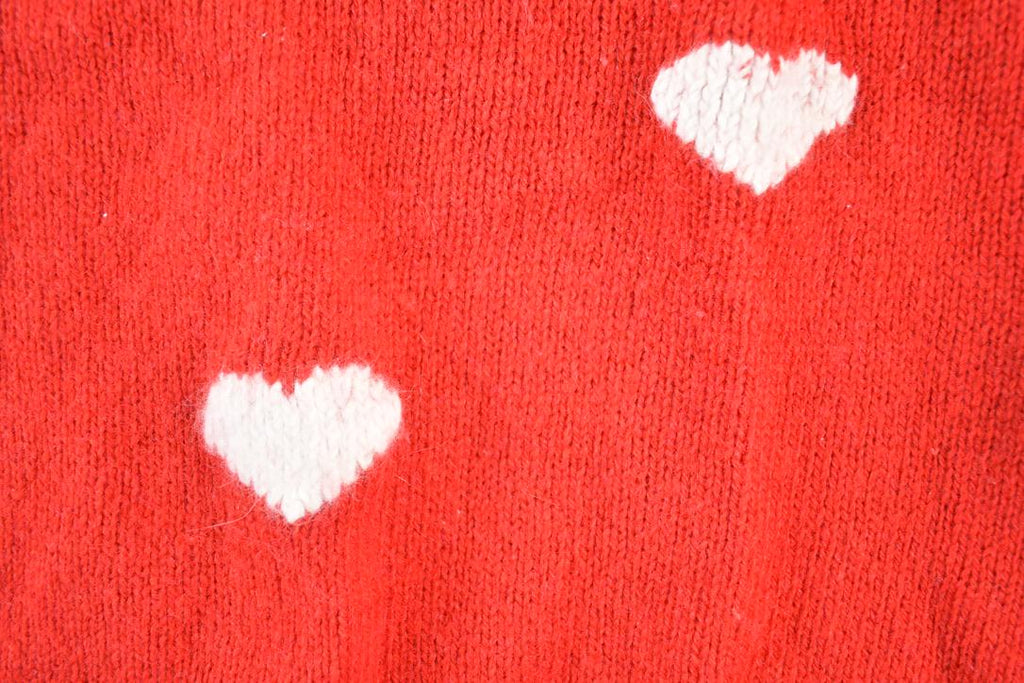 Vintage 1980s Knit Heart Pattern Crewneck Sweater Mens L