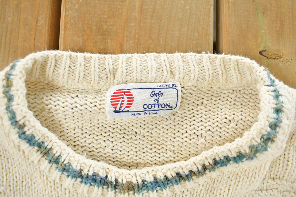 Vintage 1990s Isle of Cotton Aztec Navajo Knit Crewneck Sweater Women's L