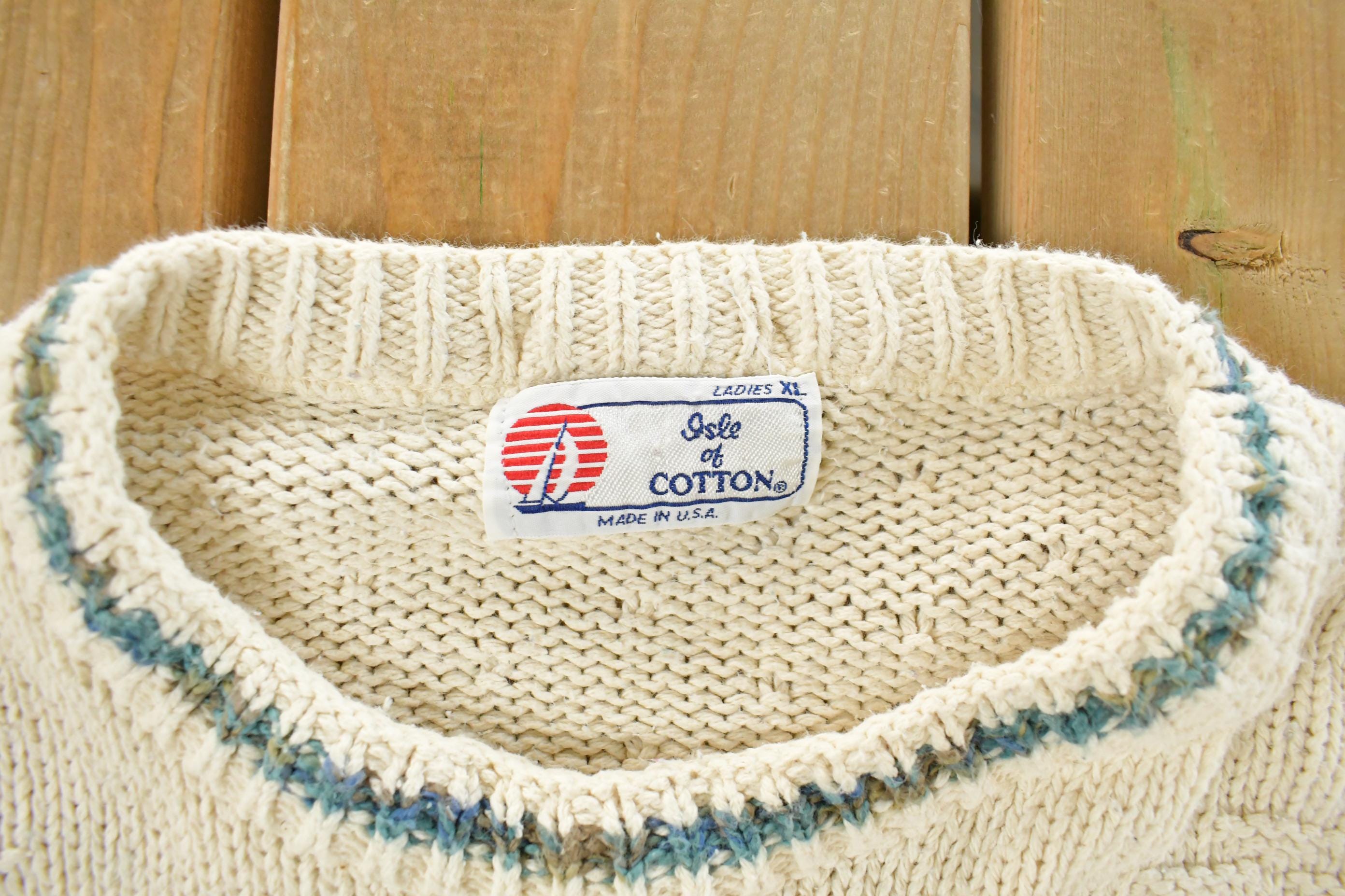 Vintage 1990s Isle of Cotton Aztec Navajo Knit Crewneck Sweater Women's L