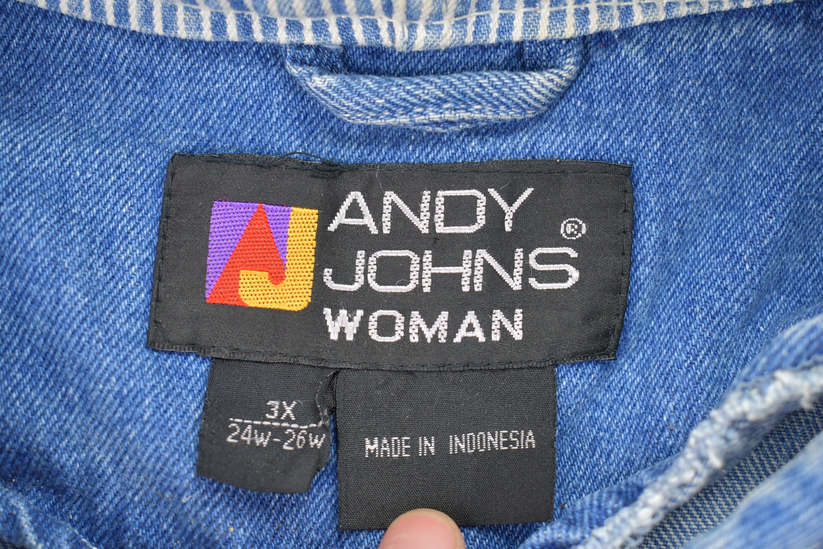 Vintage 1990s Andy Johns Woman Denim Hooded Jean Jacket