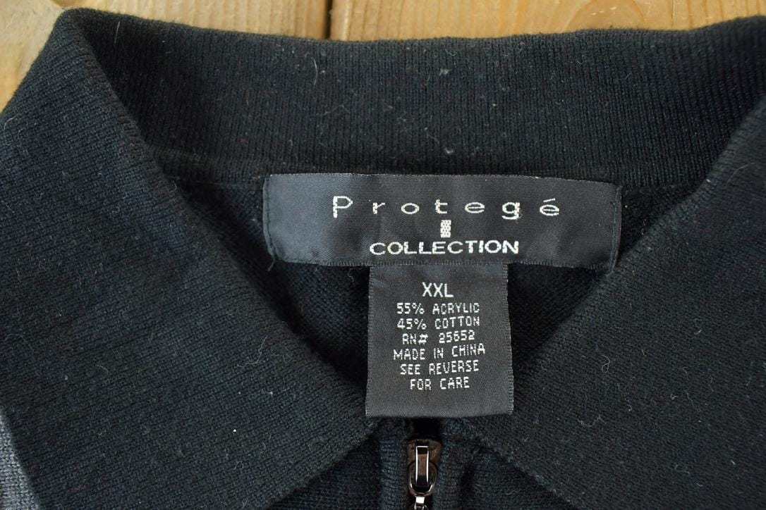 Vintage 1990s Protegee Collection Knit Striped Collared Sweater
