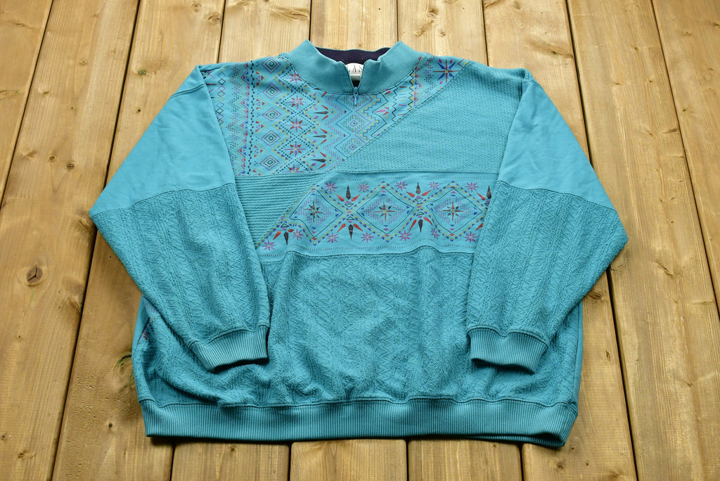 Ethnic Print Quarter Zip Sweatshirt
