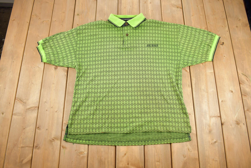 Vintage 1990s Boss Diamond Print Golf Shirt
