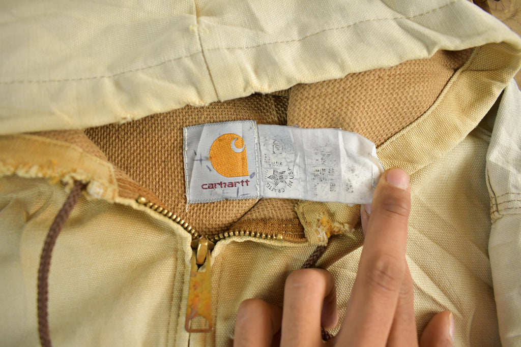 Vintage 1980s Sun Faded Carhartt Canvas Hooded Jacket Men's XL