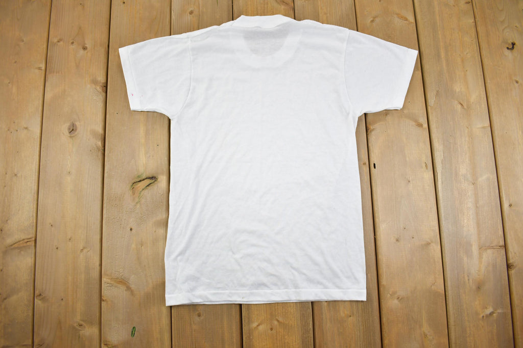 Vintage 1980s Screen Stars Simple Long Fit White T Shirt