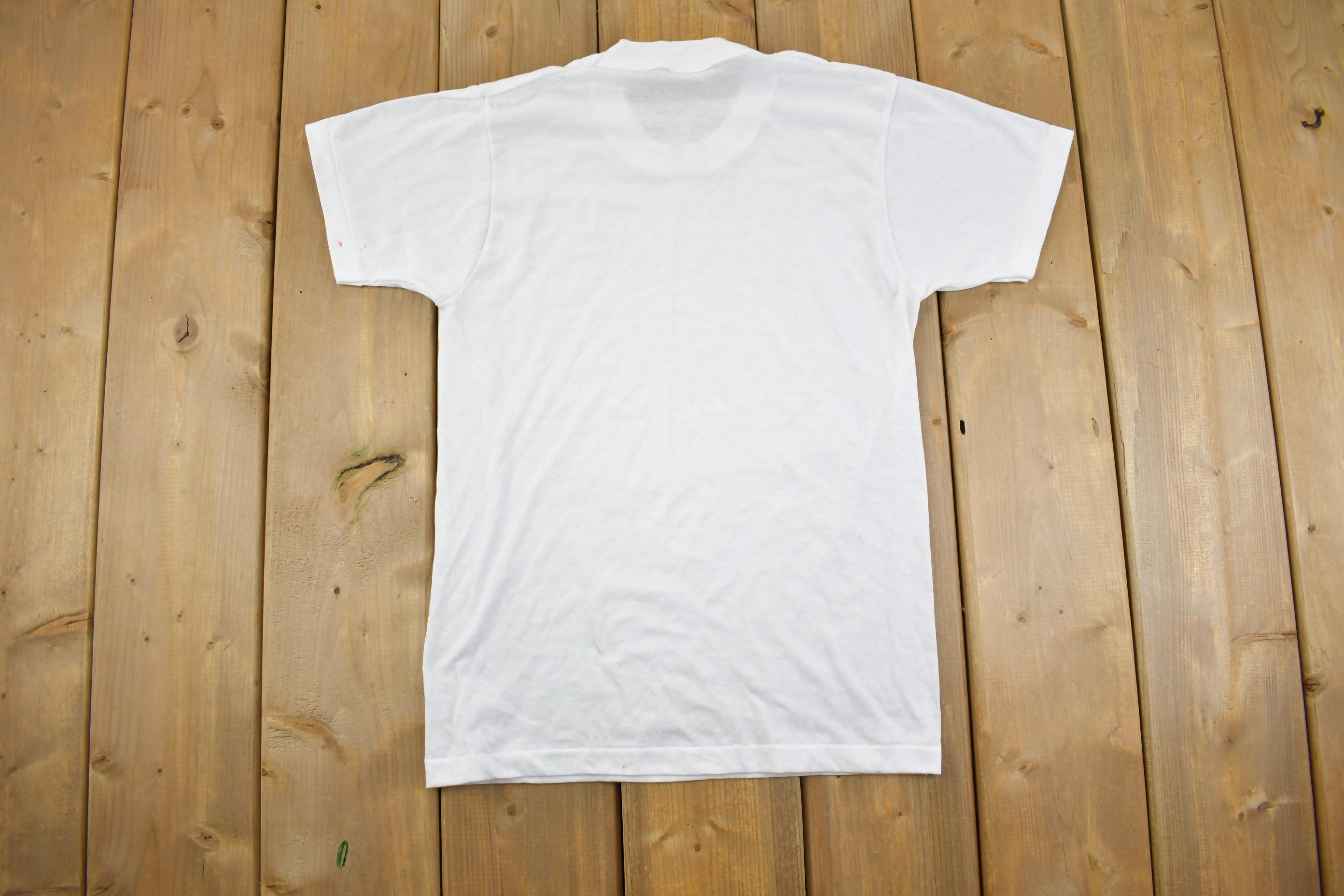 Vintage 1980s Screen Stars Simple Long Fit White T Shirt