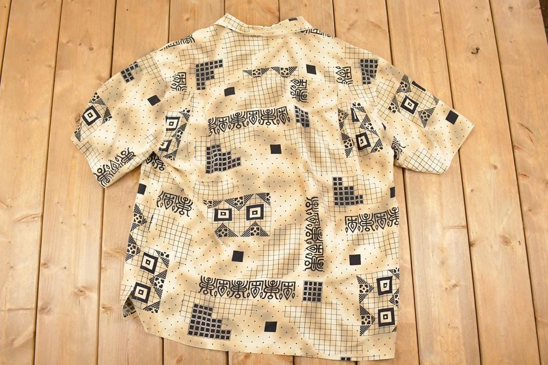 Vintage 1990s Axis Abstract Button Up Shirt Mens L