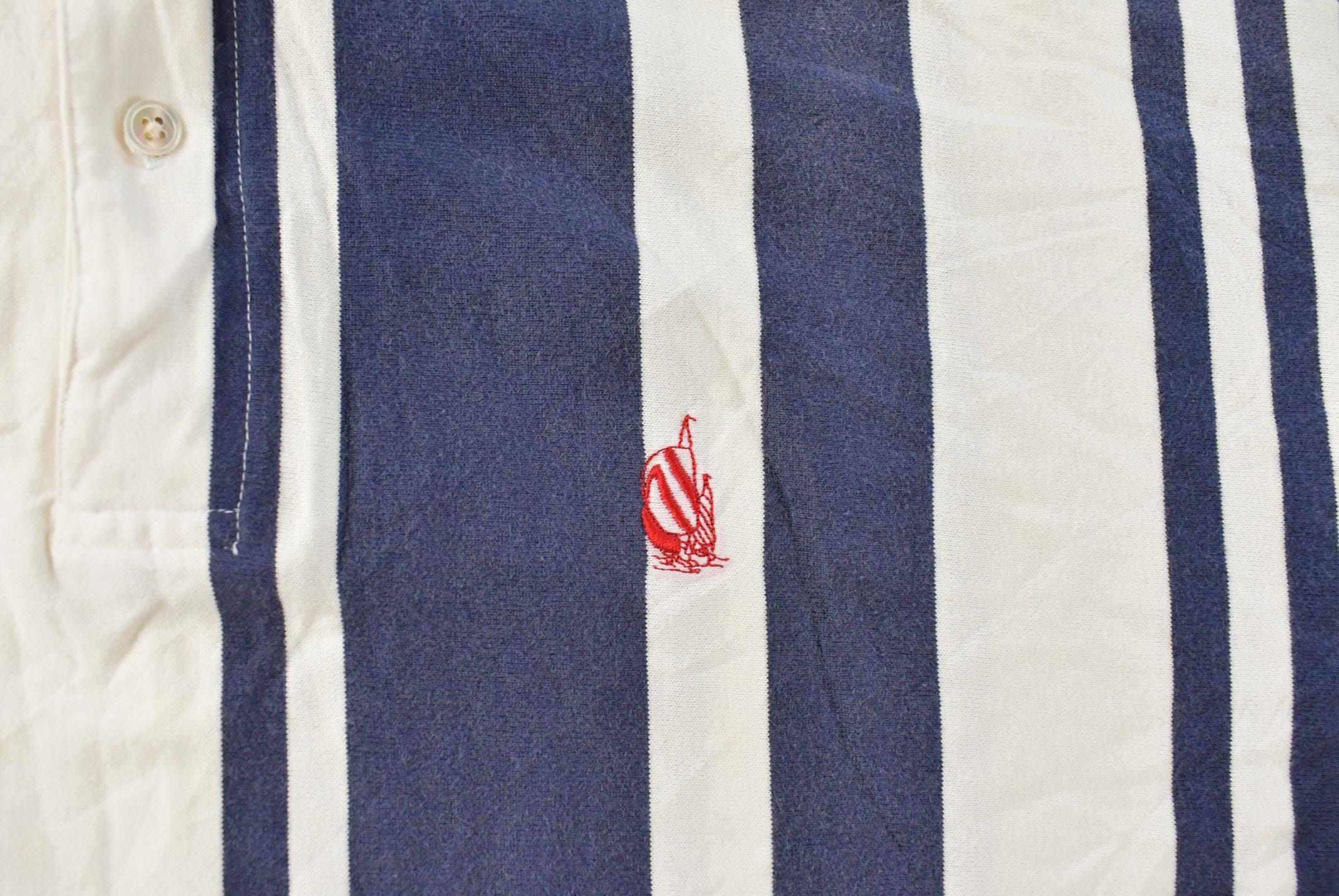 Vintage 1990s Nautica Striped Polo Shirt Men's XL / 90s Polo Shirt / Souvenir / Athleisure / Streetwear / Preppy / Nautical Sailing