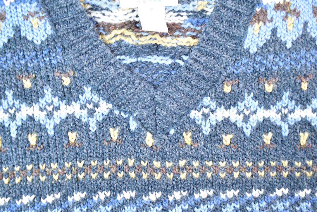 Vintage 1990s Christopher And Banks Blue Abstract Pattern Knit Crewneck Sweater