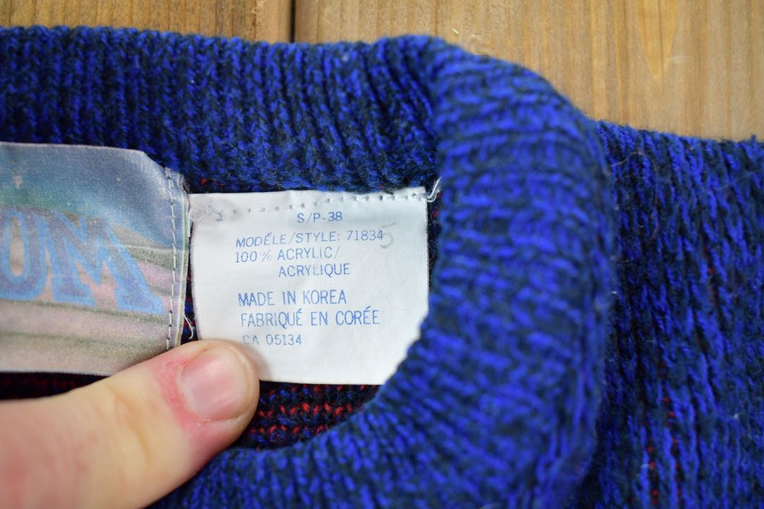 Vintage 1990s Helium Blue Abstract Pattern Knit Crewneck Sweater