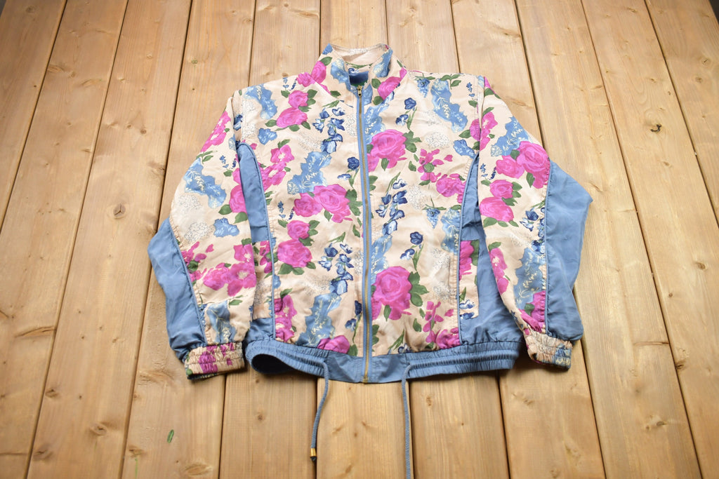 Vintage 1990s Floral Zip Up Sweater