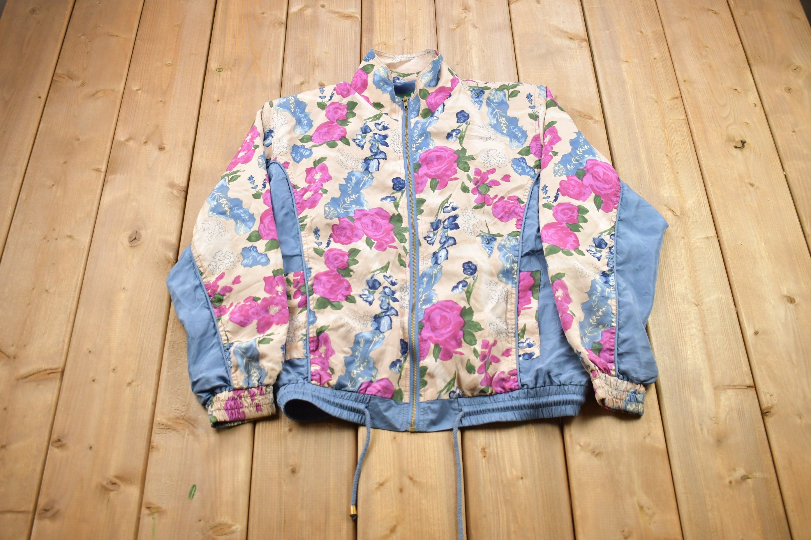 Vintage 1990s Floral Zip Up Sweater