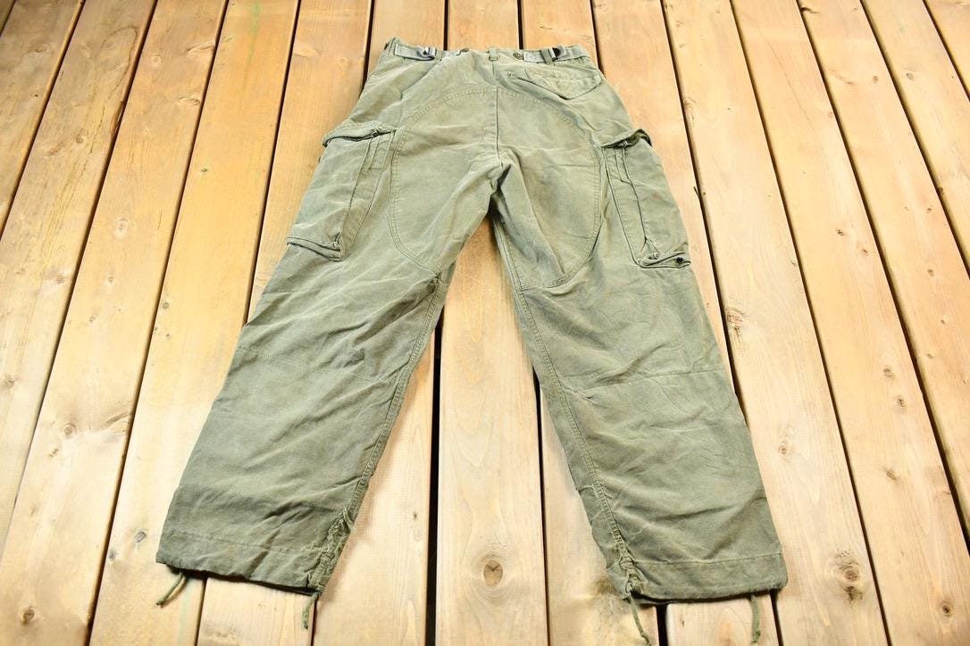 Vintage 1960s OG 107 Army Green Military Cargo Pants Size 28 x 27