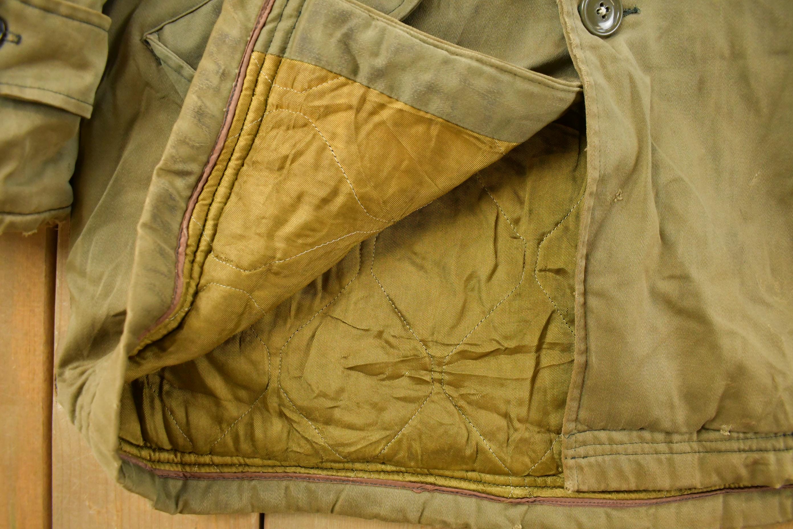 Vintage 1940s WW2 Air Force Type B-9 Parka Flyer Shearling Fur Hood Jacket Men's Large