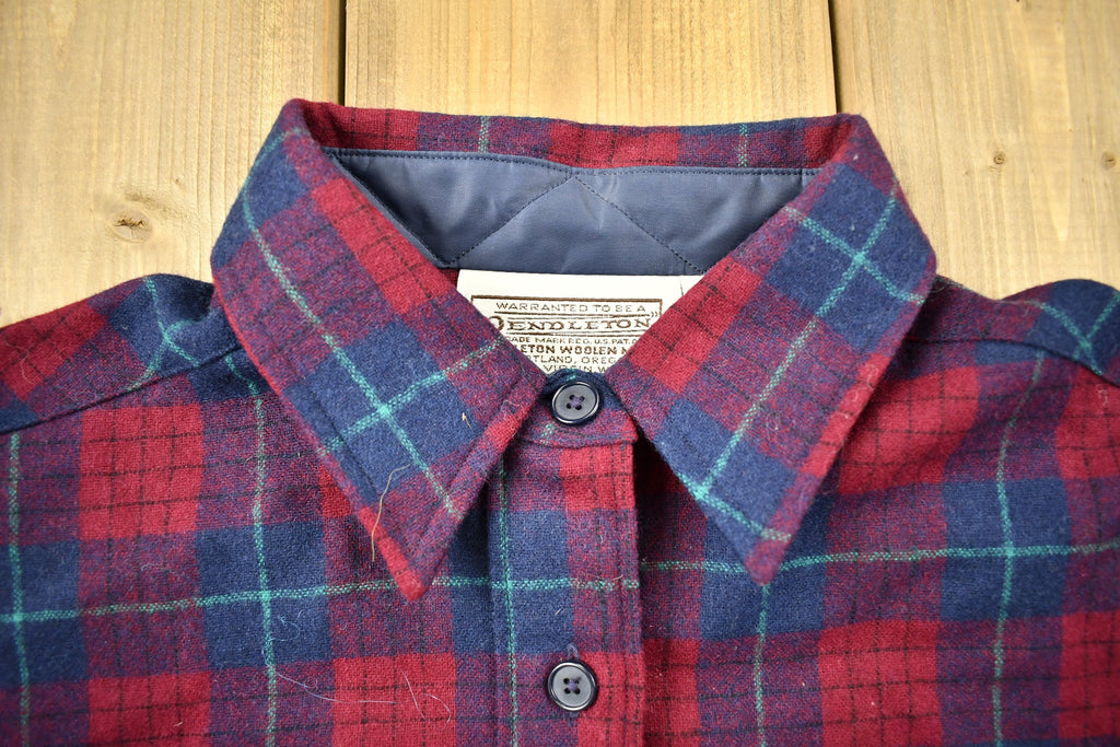 Vintage 1960s Pendleton Plaid Button Up Flannel Shirt