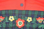 Vintage 1990s Alfred Dunner Plaid Floral Embroidered Quarter Button Sweatshirt Women's PL
