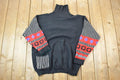Vintage 1990s Knit Abstract Pattern Turtleneck Sweater