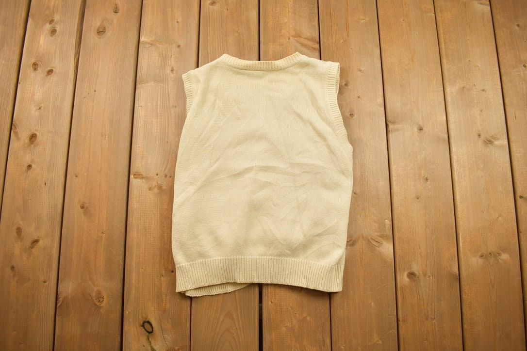 Vintage 1990s Diamond Pattern Knitted Sweater Vest / Vintage 90s Sweater Vest / All Over Pattern / Colorful / Sweatshirt / Abstract Pattern