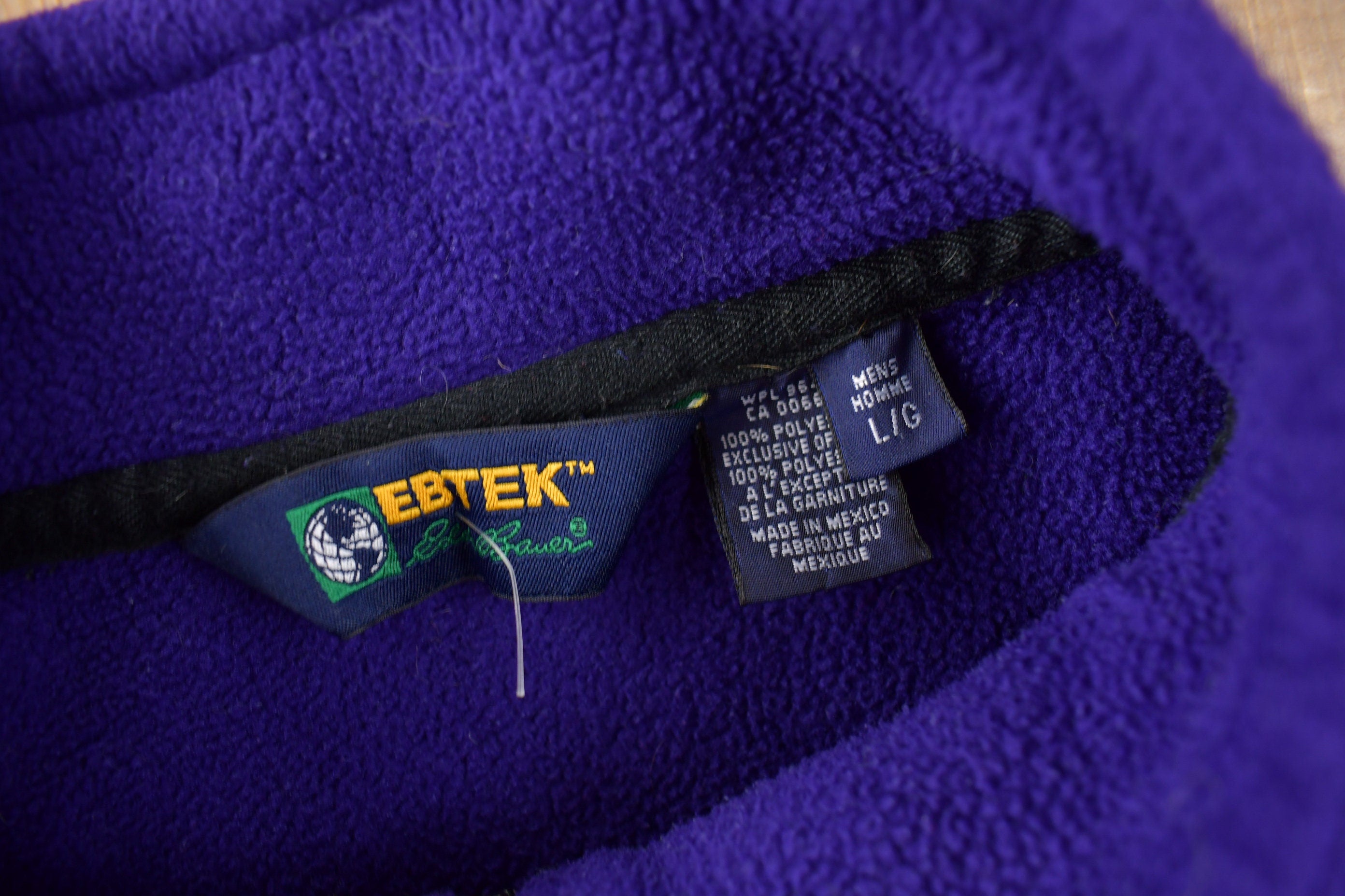Vintage 1990s Eb Tek Eddie Bauer Purple Quarter Zip Fleece Sweater Size Large