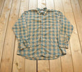 Vintage 1990s Weekender Plaid Single Needle Tailoring Blank Button Up Shirt Made In USA