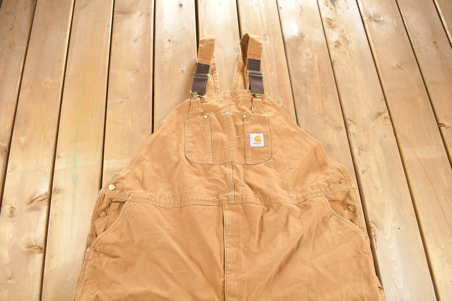 Vintage 1980s Carhartt Double Knee Quilted Canvas Overalls / Made In USA / Utility Overalls / Vintage Workwear / Duck Canvas