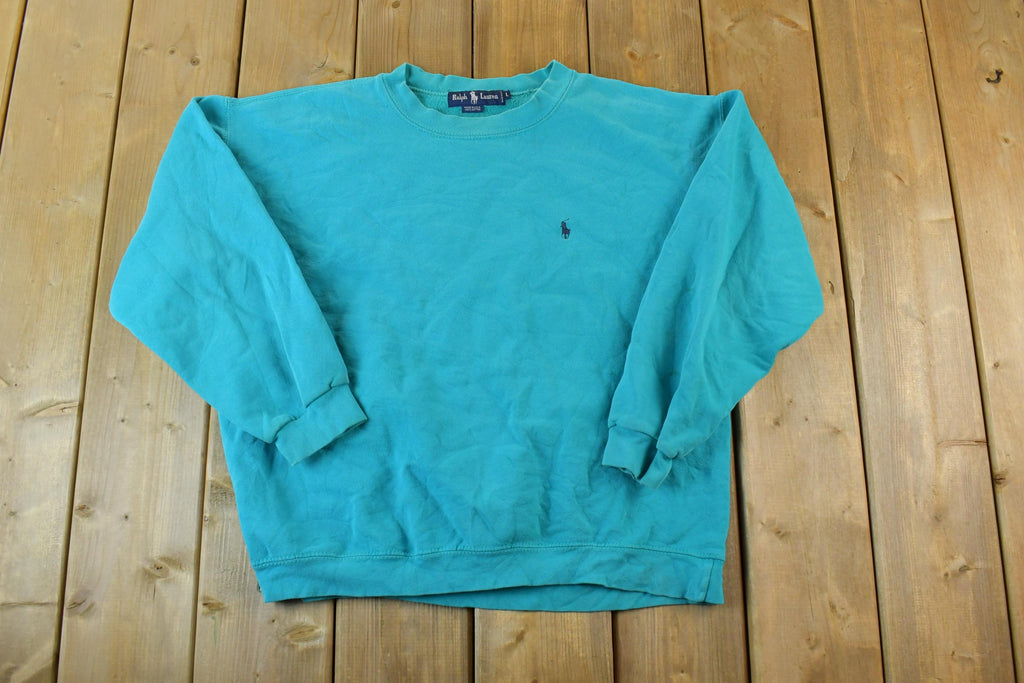 Vintage 1990s Ralph Lauren Teal Boxy Crewneck Sweatshirt