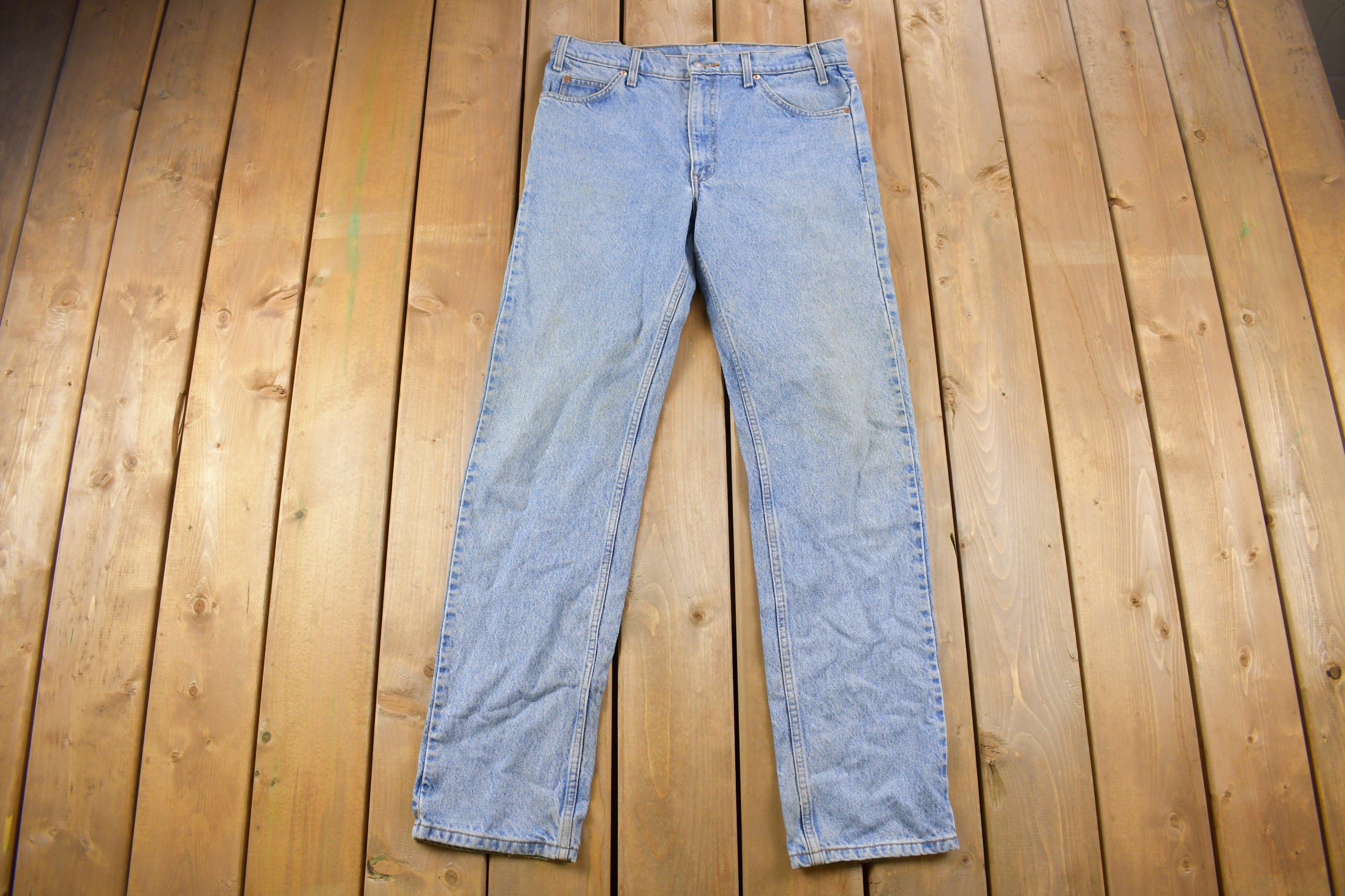 Vintage 1990s Levi's 505 Orange Tab Blue Denim Jeans Size 32 x 33