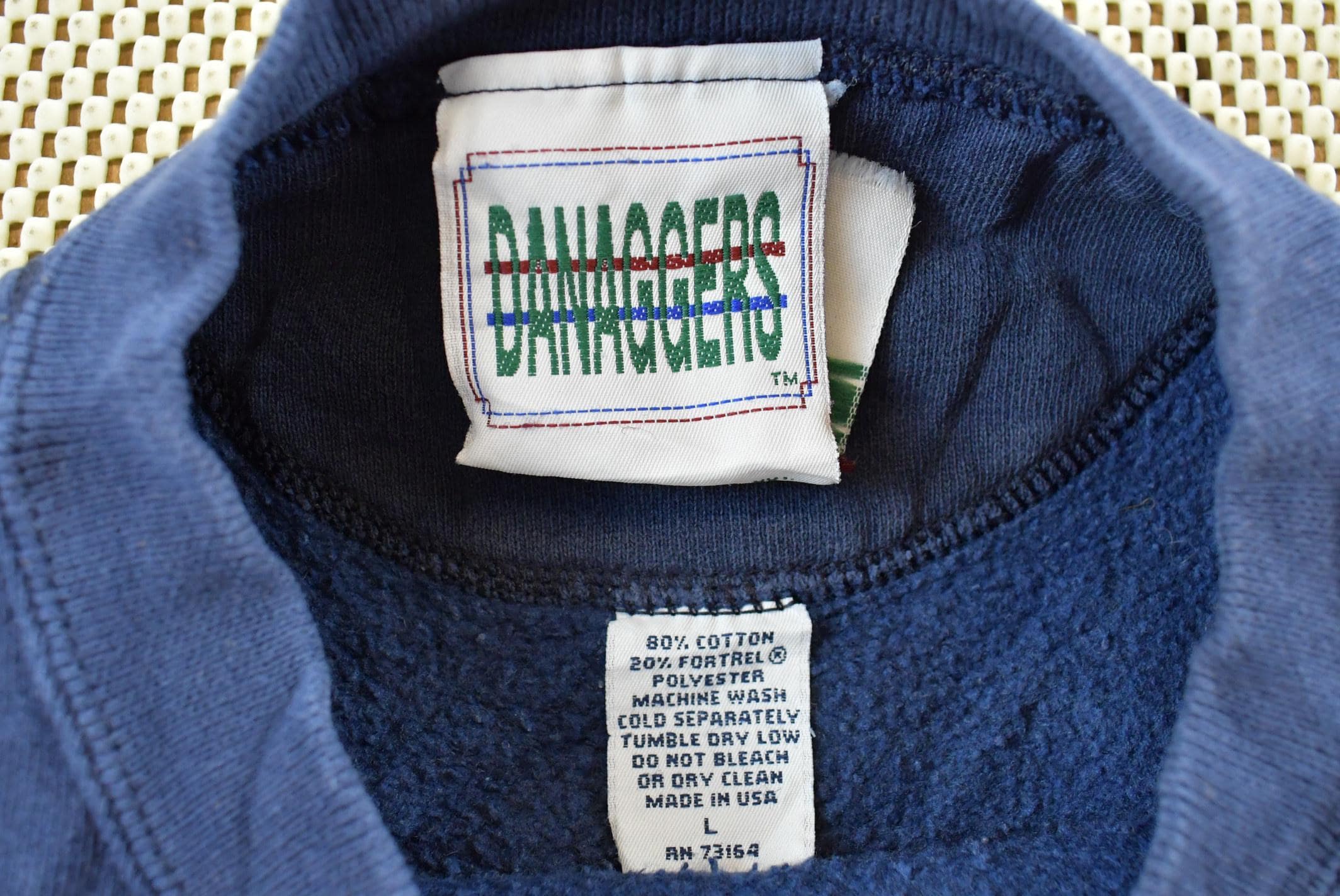 Vintage 1990s Notre Dame University Fighting Irish Thrashed Crewneck Sweatshirt Men's 2XL / NCAA College Spellout Sweater / Made in USA