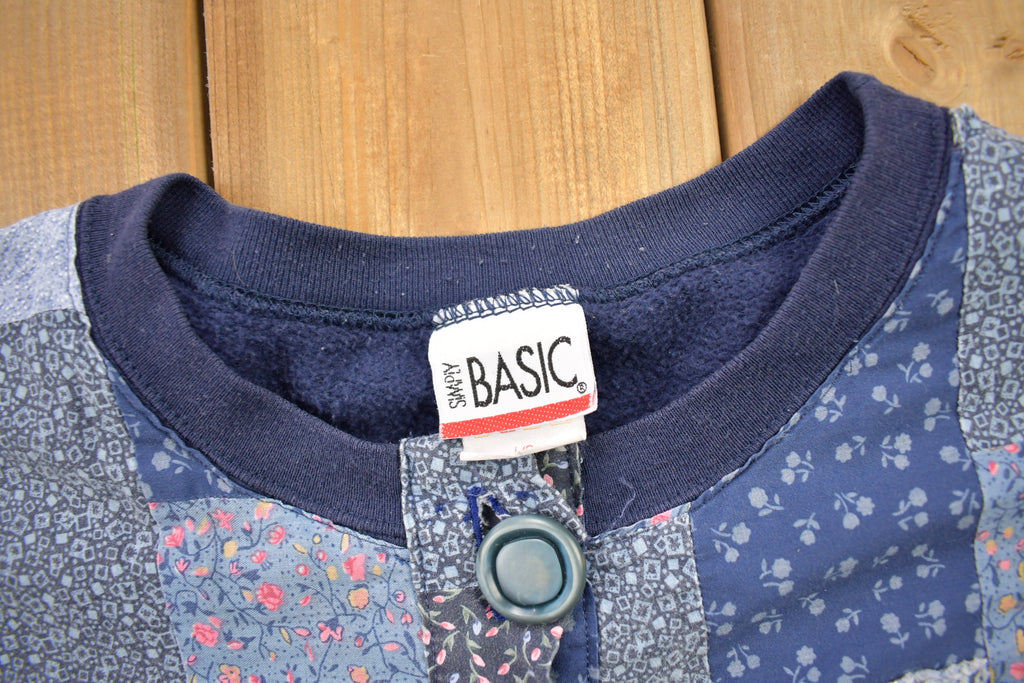 Vintage 1990s Simply Basic Cute Button Up Patchwork Sweater