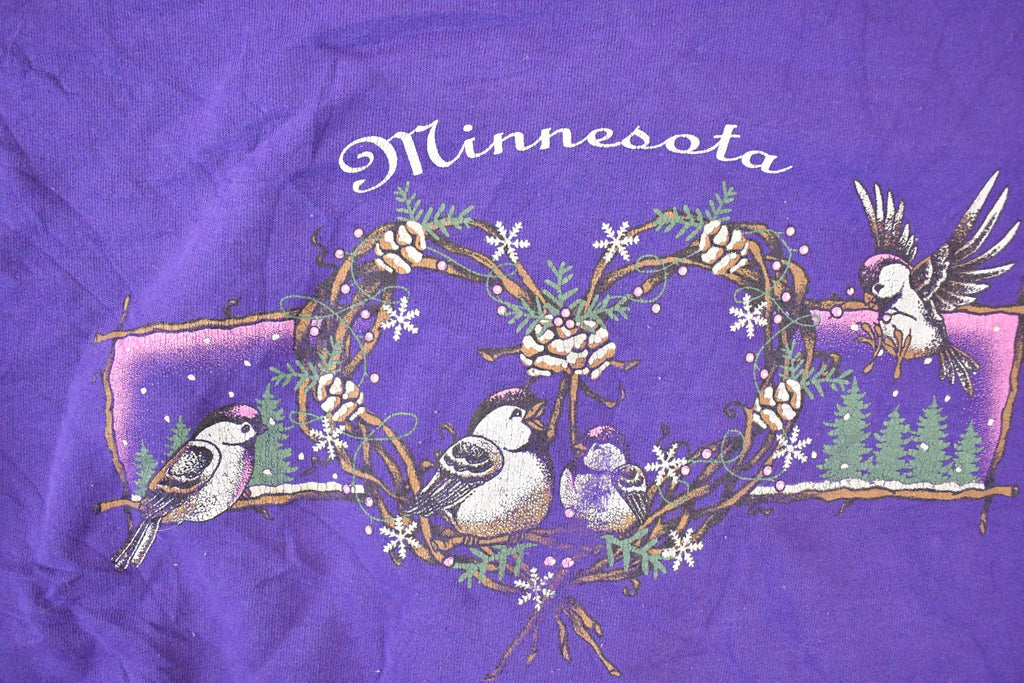 Vintage 1990s Minnesota Cute Love Birds Graphic Print Crewneck Sweatshirt Womens L