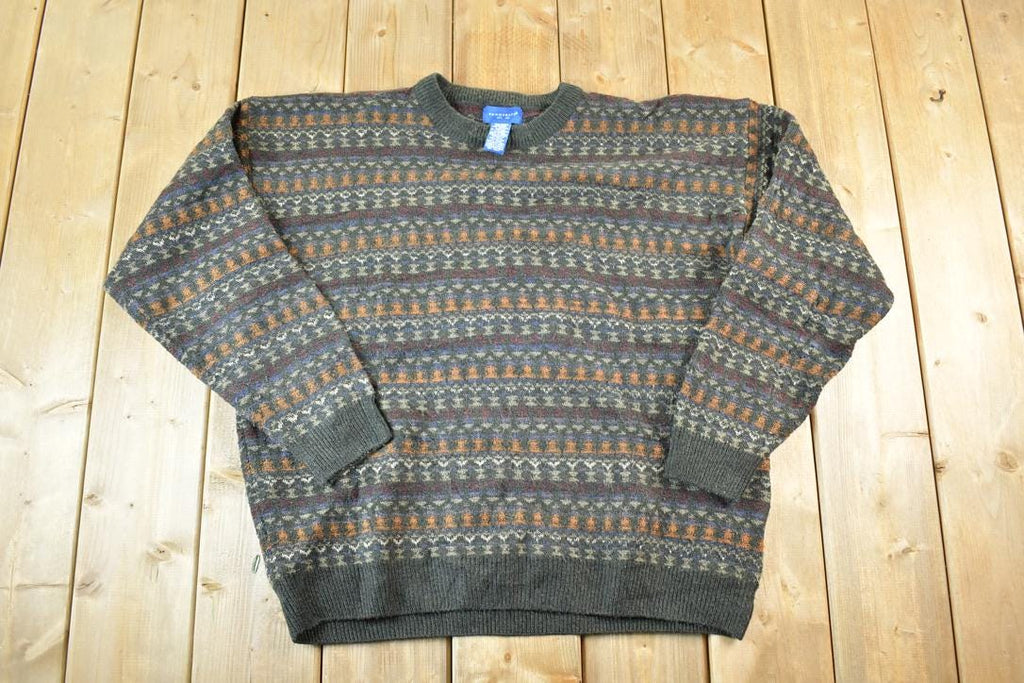 Vintage 1990s Knit Abstract Pattern Crewneck Sweater Mens M
