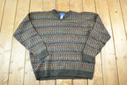 Vintage 1990s Knit Abstract Pattern Crewneck Sweater Mens M
