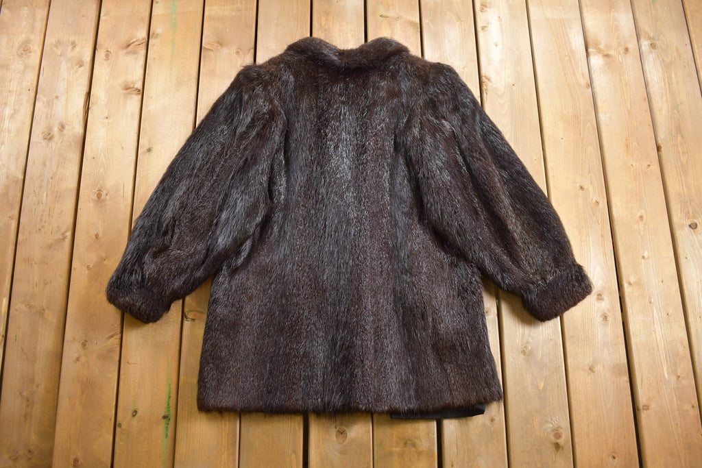 Vintage 1980s Black Sheared Beaver Fur Coat