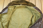 Vintage 1990s Brown Leather Bomber Shearling Collar Jacket Made In USA