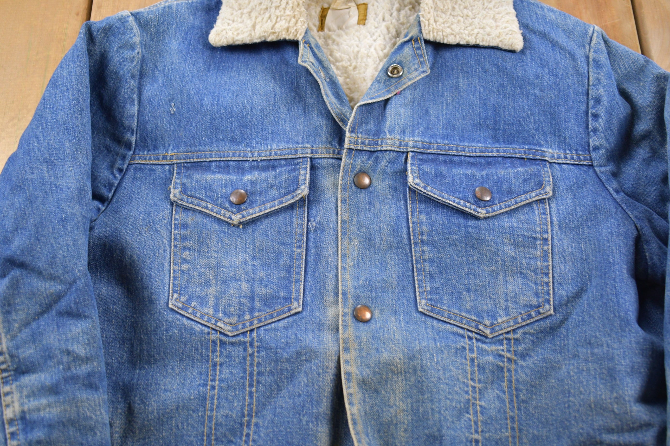 Vintage 1970s Olympic Sherpa Lined Denim Jean Jacket