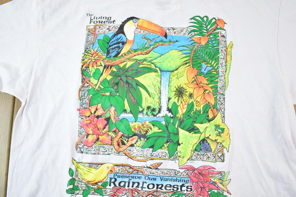 Vintage 1990s Preserve Our Rainforest Toucan Souvenir T-Shirt Mens XL
