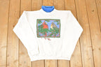 Vintage 1990s Artisans Winter Birds Turtleneck Sweatshirt Men's L