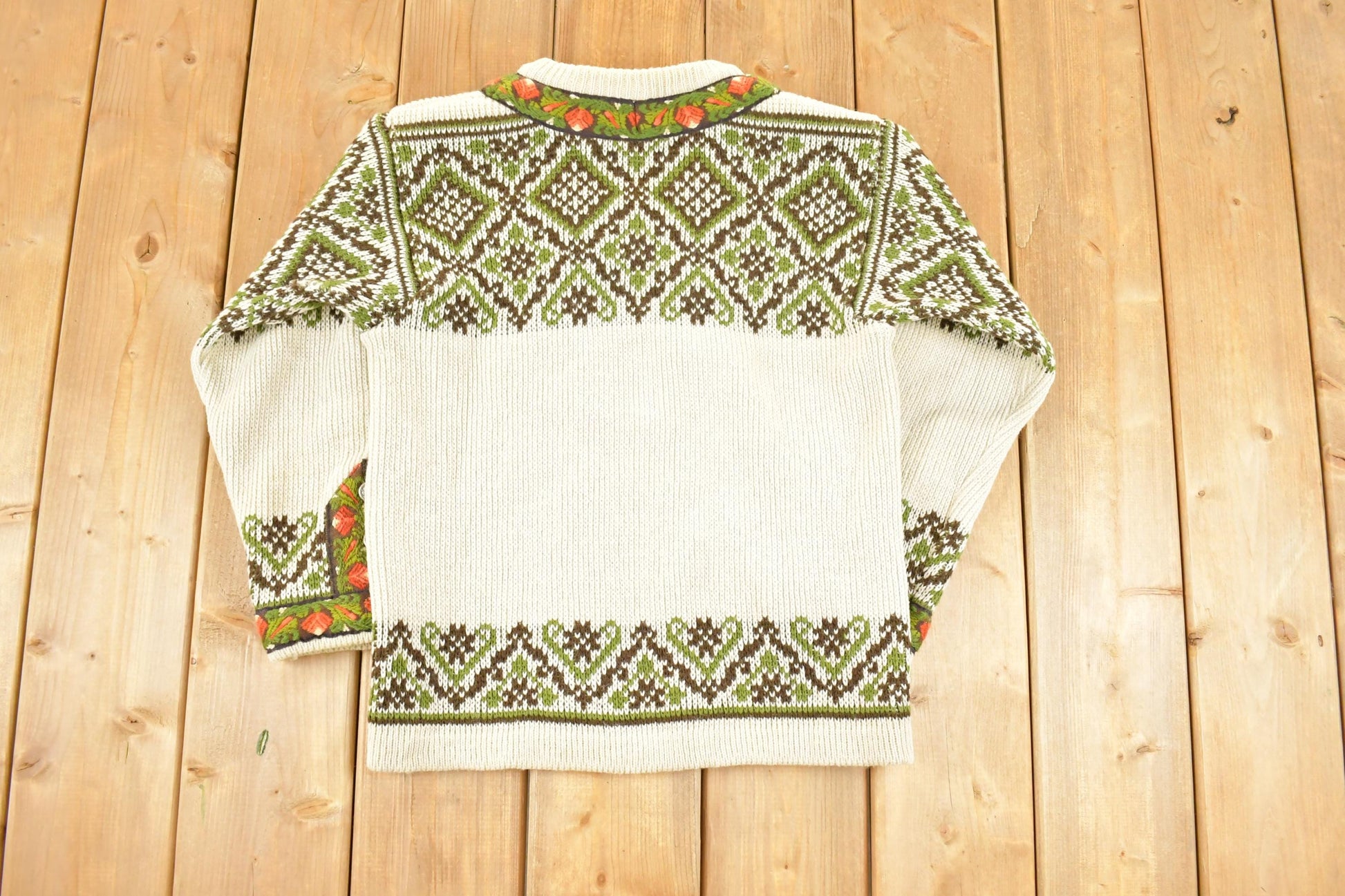 True Vintage 1970s Nordstrikk Norwegian folklore wool knit Cardigan Sweater Mens S